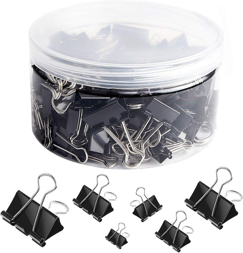 SANNIX 110 PCS Binder Clips Assorted Sizes, X Large, Large, Medium, Small, Mini and Micro, Binder Clips Paper Clamps for Office Home School...