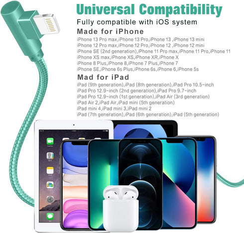 iPhone Charger, Apple MFi Certified 3Pack 6FT Lightning Cable, 90 Degree Fast Charging Cables Cord Compatible for 14/13 mini/13/12/11 Pro MAX/XR/X...