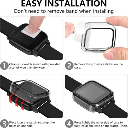 2 Packs Case Compatible with Garmin Venu Sq Screen Protector Built in 9H Tempered Glass, NAHAI Hard PC Cover Bumper All Around Anti-Scratch Shell ...