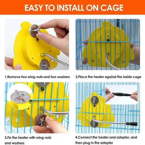 Bird Cage Heater for Cockatiels Parrots Conure Finches Parakeets Heater Bird Heater for Cage Snuggle Up Bird Warmer Heater 12V Birdcage Warmer 18W...