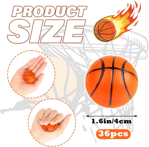 Mini Basketball Stress Ball 36 Pack Basketball Party Favors Small Foam Sports Ball Mini Basketballs for Kids Basketball Favors Anxiety Relief Toy ...