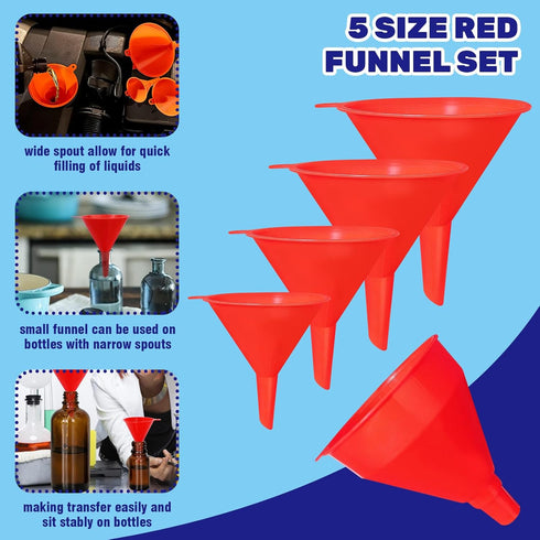8Pcs Universal Plastic Funnel Set Contains Flexible Hose Oil Funnel with Wide Mouth Oil Funnel for Cars Motorcycles Engine Gas Oils Water Diesel F...