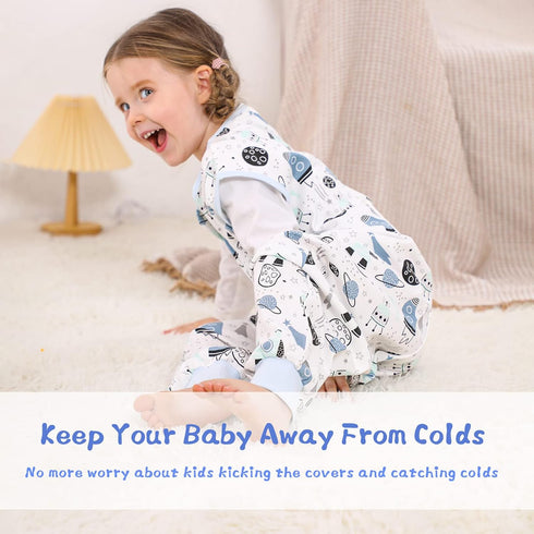 WONDAY Toddler Sleep Sack with Legs,Toddler Sleep Sacks 2t-3t,0.5T Cotton Sleeveless Baby Sleep Bag Wearable Blanket with Feet...