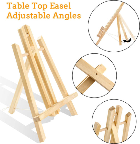AROIC Wood Easels, Easel Stand for Painting Canvases, Art, and Crafts. (11.8 inch, 4 Pack), Tripod, Painting Party Easel, Kids Student Table Schoo...