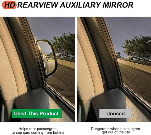 Car Auxiliary Blind Spot Mirror for B Pillar, Car Side View Mirror Adjustable for Rear Seat, Car Blind Spot Rearview Mirror Help Passengers Get Of...