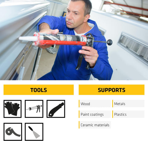 Sika Sikaflex-221 - Black - Multi-purpose polyurethane sealant/adhesive - Creates permanent elastic seal - Sandable/paintable - Non-corrosive - 10...
