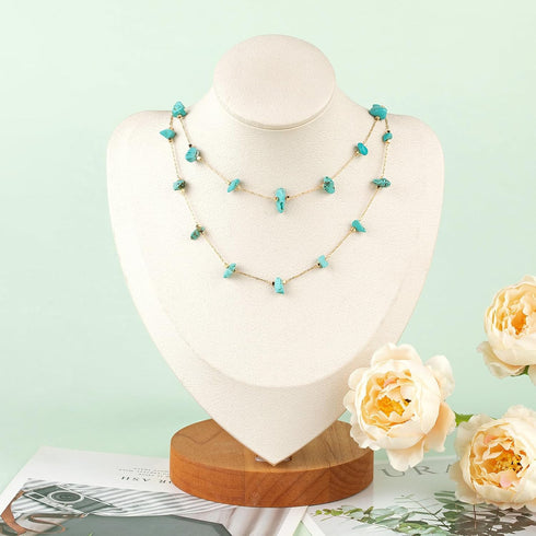 KYUNHOO 16.4 Feet/5M Gold Plated Chains for Jewelry Making Turquoise Blue Natural Stone Chain Spool Brass Necklace Chains Bulk for Necklace Bracel...