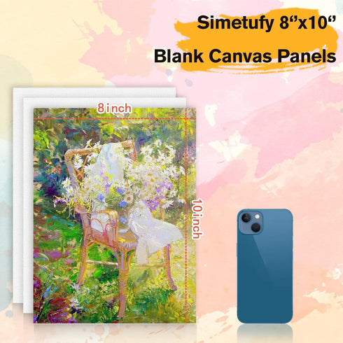 Simetufy 4 Pack 8x10 Inch Canvas Boards for Painting Canvas Panels-Gesso Primed Acid-Free 100% Cotton Blank Painting Canvas for Acrylics Oil Water...