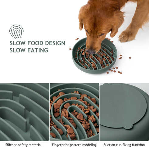 Coomazy Silicone Slow Feeder Dog Cat Bowls, Interactive Puzzle Toy for Pets Food Training, Keeps Dogs Cats Busy, Prevents Puppy Kitty Overeating (...