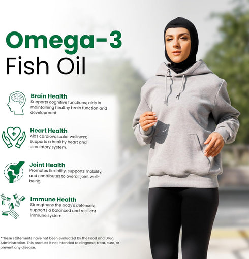 Zaytun Halal Fish Oil 1200mg Omega 3, Premium EPA/DHA, One Per Day, Supports Brain, Heart, Joint Health - 4 Months Supply, Lemon Flavor, Keto Frie...