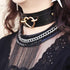 Punk Leather Goth Choker Collar Adjustable Rock PU Leather Choker Necklaces Cosplay Jewelry Vintage Necklaces - Black with Gold Heart...