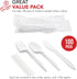 Party Essentials Individually Wrapped Plastic Cutlery Packets/Silverware Kits, White Fork/Spoon/Knife/Napkin, 100 Sets...