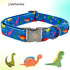 Elegant little tail Dog Collar, Blue Dinosaurs Pattern Pet Collar Durable Cute Dog Collars Male or Female Pet Gift Adjustable Dog Collar for Mediu...