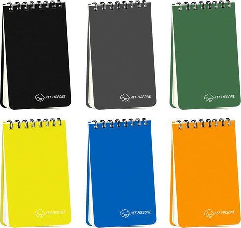 6 Pack Waterproof Notepads, 3 x 5 Spiral Notebook All-Weather Small Pocket Notebook, Waterproof Memo Paper Notepad with 50 Sheets Lined Pages Ston...