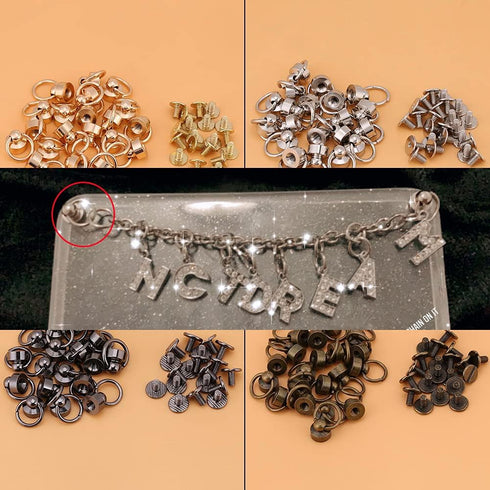 20pcs Rivets Fasteners Chain Bag Screws 8mm 4 Colors DIY Leather Craft Purse Phone Case Screws Accessories(Silver)...