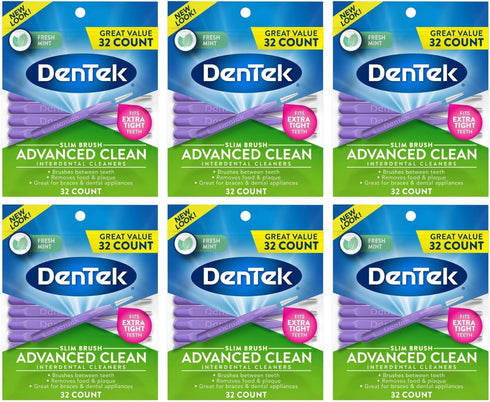 Dentek Slim Brush 32 Count Deep Clean Tight Teeth (6 Pack)...