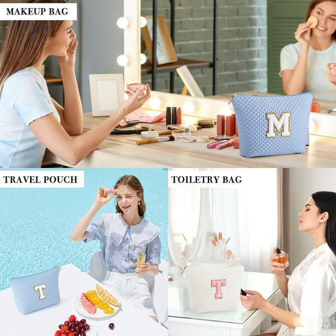 Makeup Bag - Travel Makeup Bag Cosmetic Bag, Monogram Initial Makeup Bags, Cosmetic Bag, Make Up Bag, Travel Cute Makeup Pouch Makeup Case, Person...