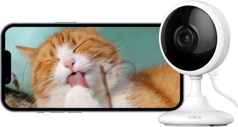 Small Security Camera, Upgraded Indoor Camera for Pets, Dogs, Babies, Smart WiFi Home Monitor, App Control, Compatible with Alexa, white, K01-1...