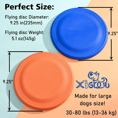 Dog Flying Disc (2 Pack) - Durable Rubber Flying Disc Dog Toy - 9.25" Indestructible Rubber Dog Flying Disc - Puncture Resistant & Bite Resistant ...