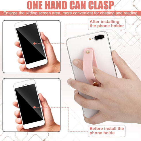 Weewooday 6 Pieces Phone Grip Holder Cell Phone Grip Strap Telescopic Finger Strap Stand Universal Finger Kickstand for Most Smartphones(Black, Pi...