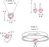Crysdue Heart Prom Jewelry Set for Women, Silver Pink Cubic Zirconia Pendant Necklace Dangle Earrings Tennis Bracelet Open Ring for Party, Birthda...