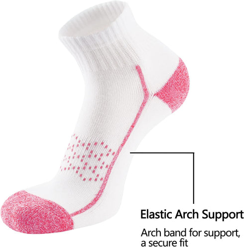 Womens Ankle Athletic Socks Cotton Thick Cushioned Low Cut Running Socks 6 Pack...