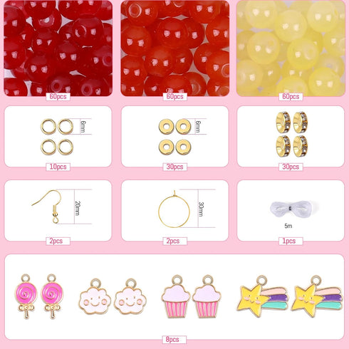 Wutubug 300PCS Glass Beads for jewelry Making, 8mm Glass Beads Bracelet Making Kit for Girls, Round Crystal Beads for Bracelets with Spacer Beads ...