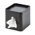 iDesign Facial Tissue Box Cover with Storage Tray, The Cade Collection – 6.1" x 5.15" x 5.4", Matte Black...