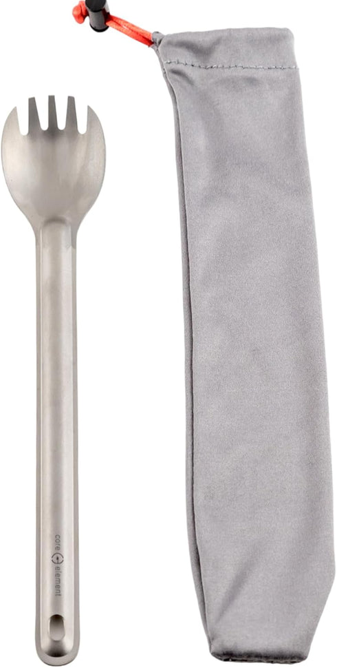 Core Element Pure Titanium 8.5" Long Handle Spork Outdoor Ultralight Bushcraft Campfire Flatware for Camping Backpacking Great for Freeze-dried me...
