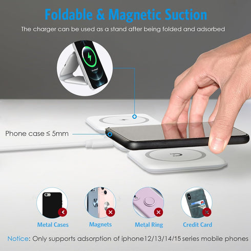 ????????????????? ??????????????? Criacr 3 in 1 Foldable Wireless Charger, Magnetic Fast Wireless Charging Pad, Compatible with iPhone 15/14/13/12...