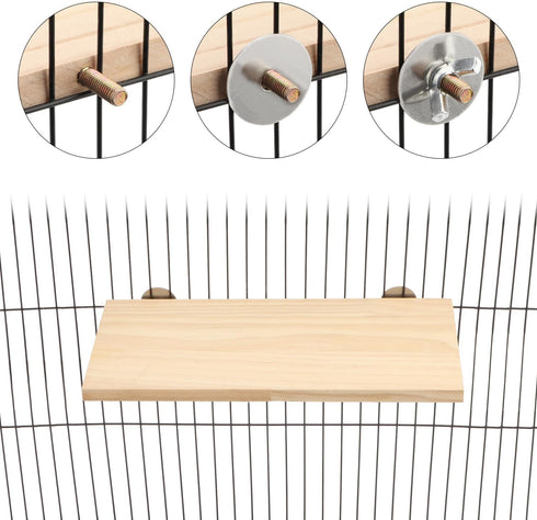 Wontee Bird Perch Stand Wooden Platform for Cockatiels Conures Rats Gerbils Chinchillas Squirrels (M)...