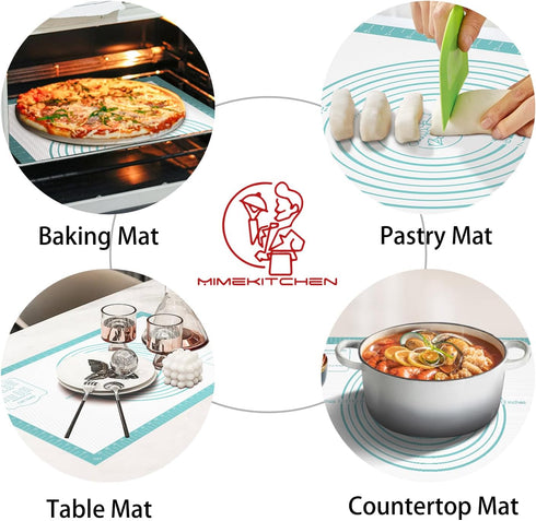 Non-Stick Pastry Mat Silicone Baking Mat, Dough Rolling Mat, Cookie Bread Mat, Pie Crust Mat Nonslip Fondant Mat Counter Mat Oven Liner Mat for Ma...