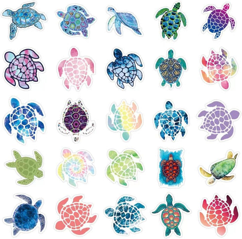 Cute Cartoon Sea Turtle Stickers 50 Pcs Trendy Style Stickers Laptop Stickers Pack Cool Sticker for Pad MacBook Car Snowboard Bicycle Luggage Wate...