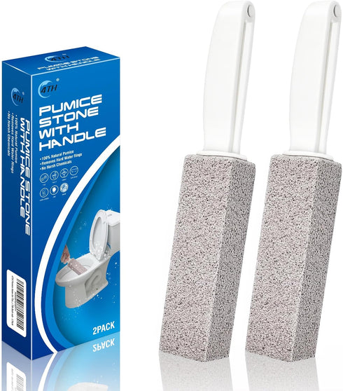 4TH Pumice Stone for Toilet Bowl Cleaning,Pumice Stick with Handle,Cleans Away Limescale Stain,Hard Water Rings, Calcium Buildup,Iron and Rust. Re...
