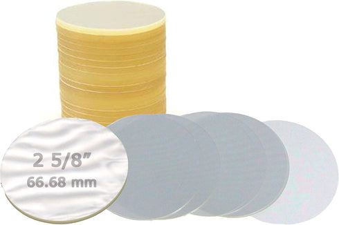 100 Plastic Circle Mylars for 2 1/4" (2.25") Pin Badges Round Buttons (Actual Size 2 5/8" - 66.68 mm) 0.03" Thick Transparent Film Covers...