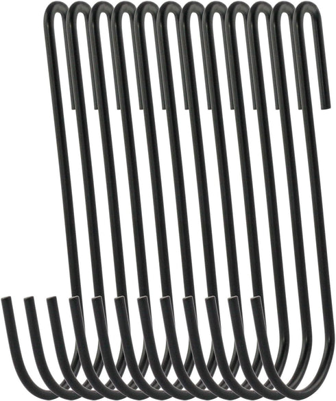 12-Pack 4.2 Inches Black Antistatic coating Steel S hook Cookware Universal Pot Rack Hooks Sturdy Hanging Hooks - Multiple uses for Kitchenware, P...