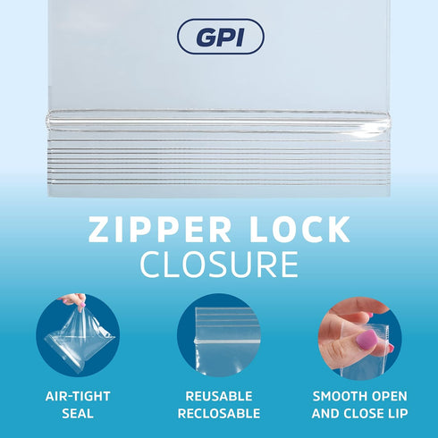 CLEAR PLASTIC RECLOSABLE ZIP BAGS - Bulk GPI Pack Of 100 2" x 2" 2 mil Thick Strong Poly Baggies With Resealable Zip Top Lock For Pills, Meds, Jew...
