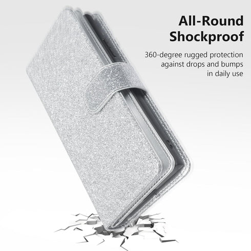 Varikke for iPhone 13 Pro Wallet Case Detachable with Card Holder for Women, Fashion Glitter PU Leather Strap Strong Magnetic Flip Wallet Removabl...