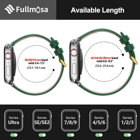 Fullmosa Leather Bands Compatible with Apple Watch Band 49mm 46mm 45mm 44mm 42mm for Men Women, Top Grain Genuine Leather Strap for iWatch Ultra 2...