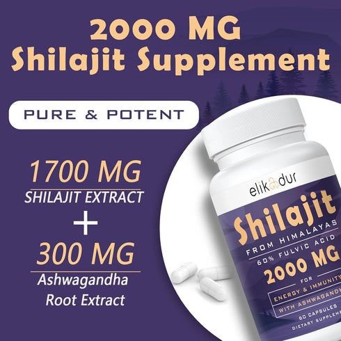 60,000 MG Shilajit Pure Himalayan Organic Capsules, 100% Gold Grade Shilajit for Men & Women, Himalayan Shilajit 85+ Trace Minerals & 60% Fulvic A...