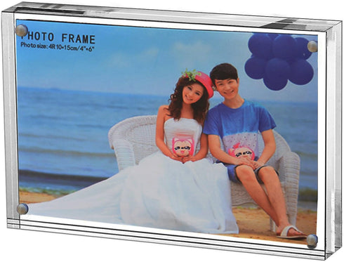 Clear Acrylic Photo Frame,Magnetic Perspex Picture Holders Table Standing Double Side Displays (2.5x3.5)...