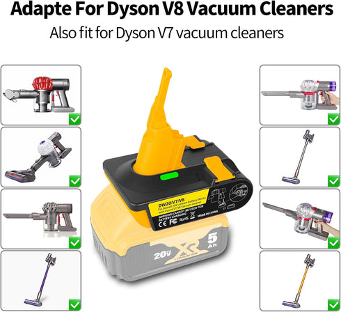 Battery Adapter for V7/V8 Vacuum Cleaner Convert for Dewolt 20V Battery, Compatible with Dysn V7/V8 Absolute Animal Motorhead Stick Vacuum Cleaner...