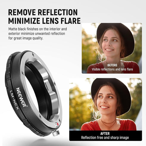 NEEWER Lens Mount Adapter Manual Focus Ring Compatible with Leica M Mount Lens to Sony E Mount Camera, Compatible with Sony A1 A9 A7 A7C A7R A7S A...