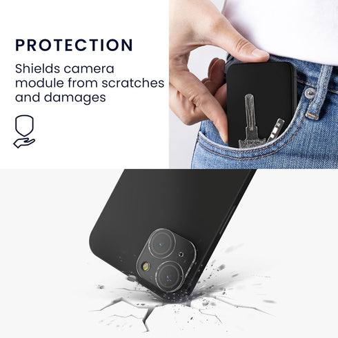 kwmobile Camera Lens Protector Compatible with iPhone 15 (2 Pack) - Clear Tempered Glass Phone Lenses Protectors......