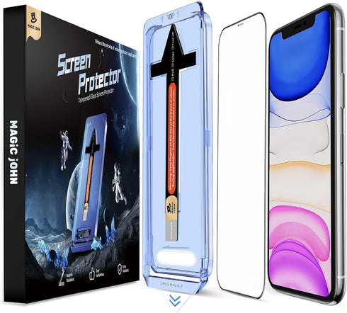 MAGIC JOHN 2 Pack for iPhone 11/iPhone XR 6.1 inch Tempered Glass Screen Protector, Auto Dust-Elimination Installation, Bubble Free, HD Clear, Eas...