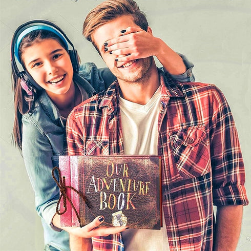 Our Adventure Book Diary Photo Scrapbook, Color cover, Retro Style Travel Souvenir Inspired by 'Up', Ideal for Photos, Gift for Couples Anniversar...
