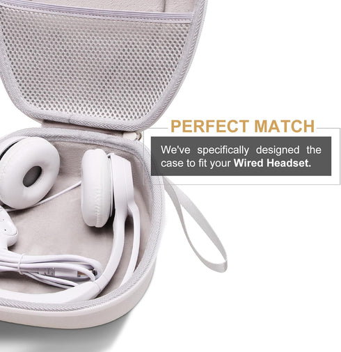 LTGEM Hard Headphone Case for Logitech H390, JLab Go Work, JIAMQISHI, EAGLEND, FEABASK Headset (Inside:6.8"x7"x2.9") - White+Grey......