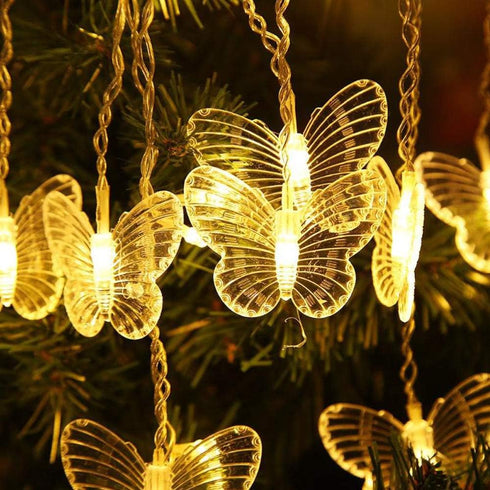 Lainin USB Powered 13FT 96 LED Curtain Lights 16 Butterflies Twinkle Lights 8 Modes Fairy Light Strip for Party Indoor Outdoor Room Garden Wedding...