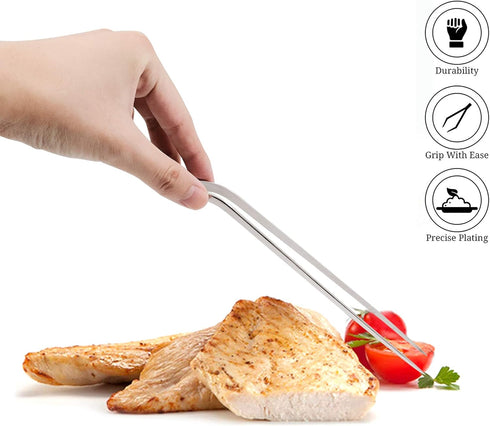 12" 8" 6" Cooking Tweezers 304 Stainless Steel Offset Tweezers with Precision Clamp Tip Kitchen Chef Tweezers (6",8",12")...