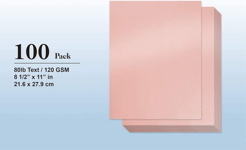 Pink Metallic Paper - 100-Pack Light Pink Shimmer Paper, Paper Crafting Supplies, Perfect for Flower Making, Ticket, Invitation, Stationery, Scrap...